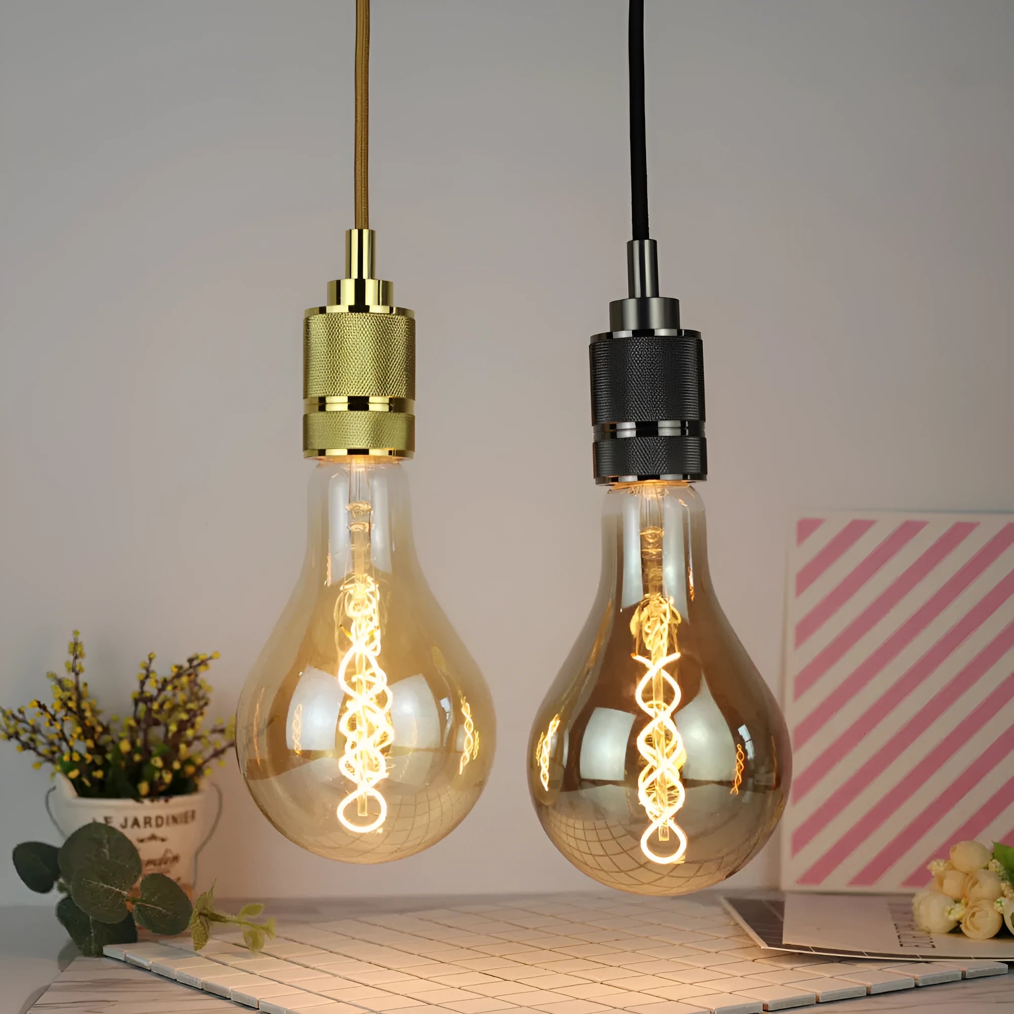 Double helix golden LED soft light strip measuring 110mm by 200mm