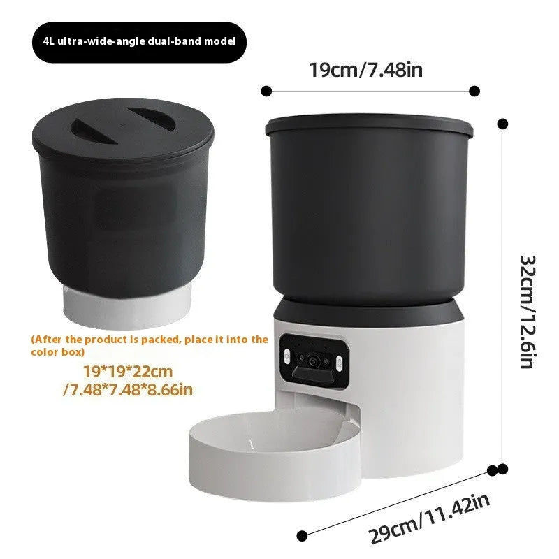4L smart automatic pet feeder for cats and dogs with stainless steel bowl and camera