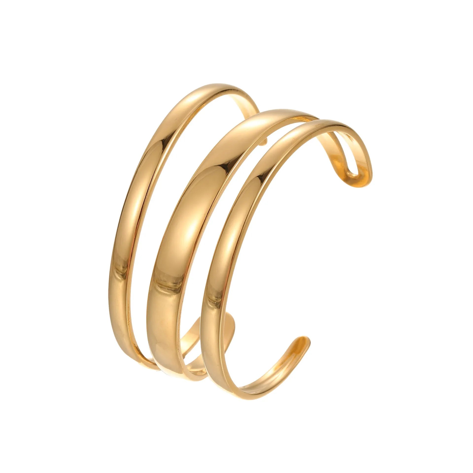 Women's geometric line bracelet in stainless steel with gold electroplating and simple opening