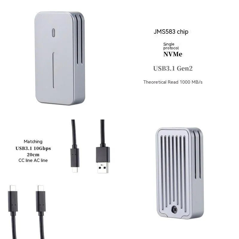 Aluminium alloy M.2 NVMe/NGFF SSD enclosure with dual protocol support and heat dissipation design