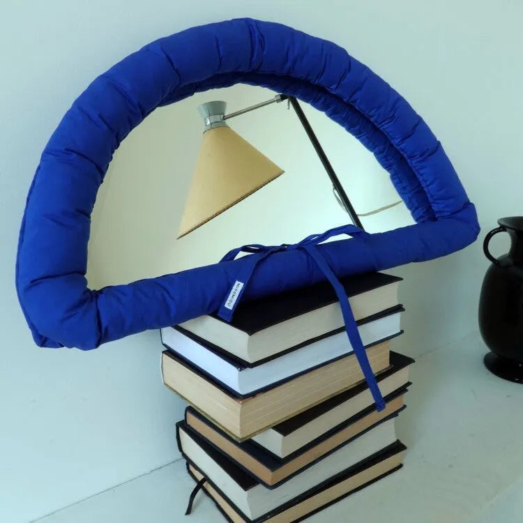 Rectangular wall mirror with soft cotton-filled fabric background in modern simplicity style