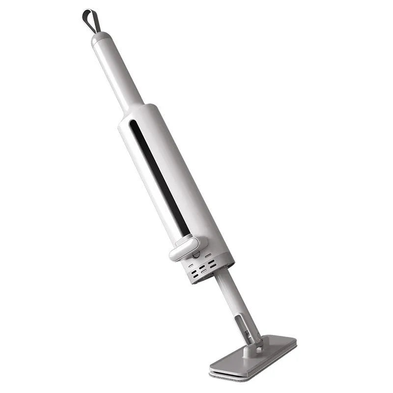 Rotatable self-squeeze mini mop with reusable microfiber pads and crevice brush for wet dry floor cleaning