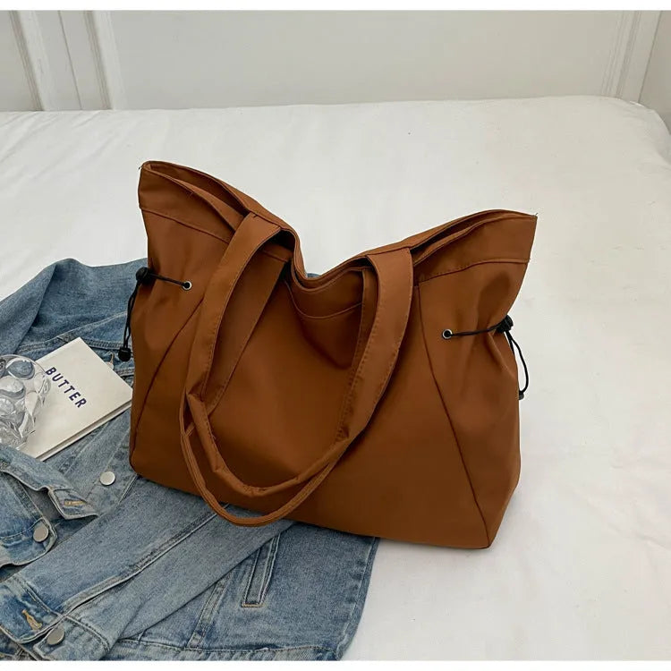 Soft foldable Oxford cloth commuter shoulder tote bag in street trend colours