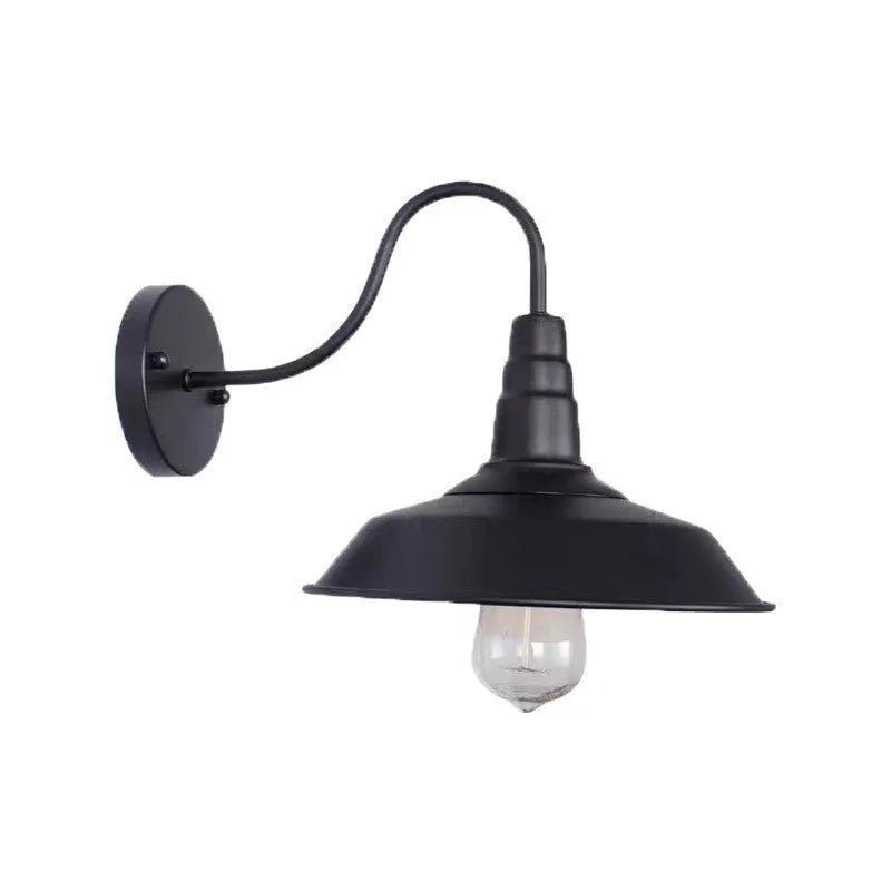 Retro style villa courtyard wall lamp in copper and silver finishes showing right angle and oblique angle mounting styles.