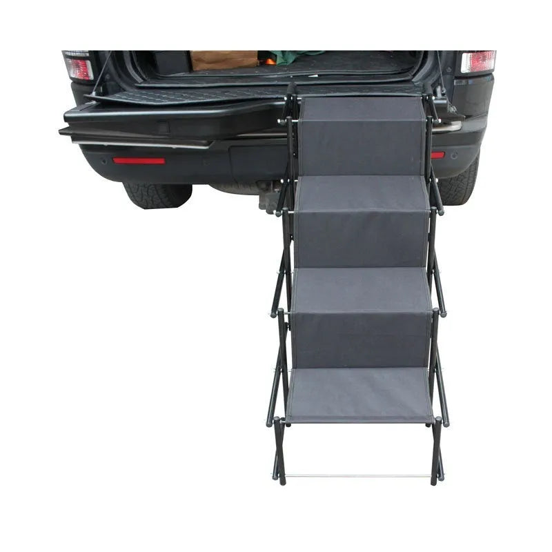 Folding portable stainless steel dog ladder car step, four-step 101x76x45cm, black or grey or blue