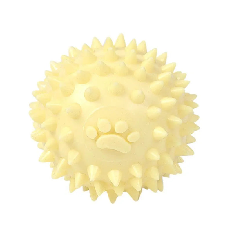 Blue TPR rubber dog and cat chewing ball with footprint texture, 6cm in diameter.