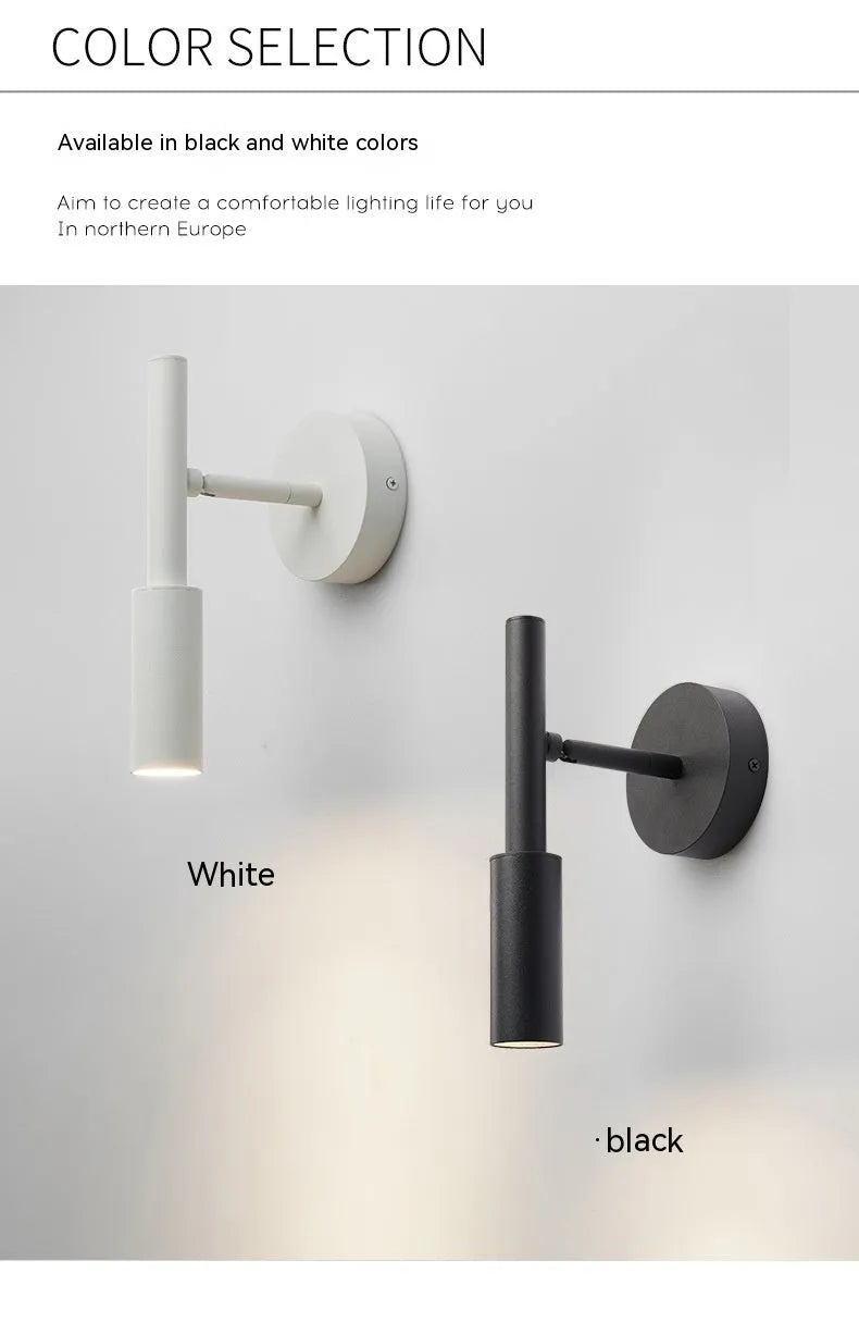 Modern wrought iron wall lamp with three colour temperature light source in black finish