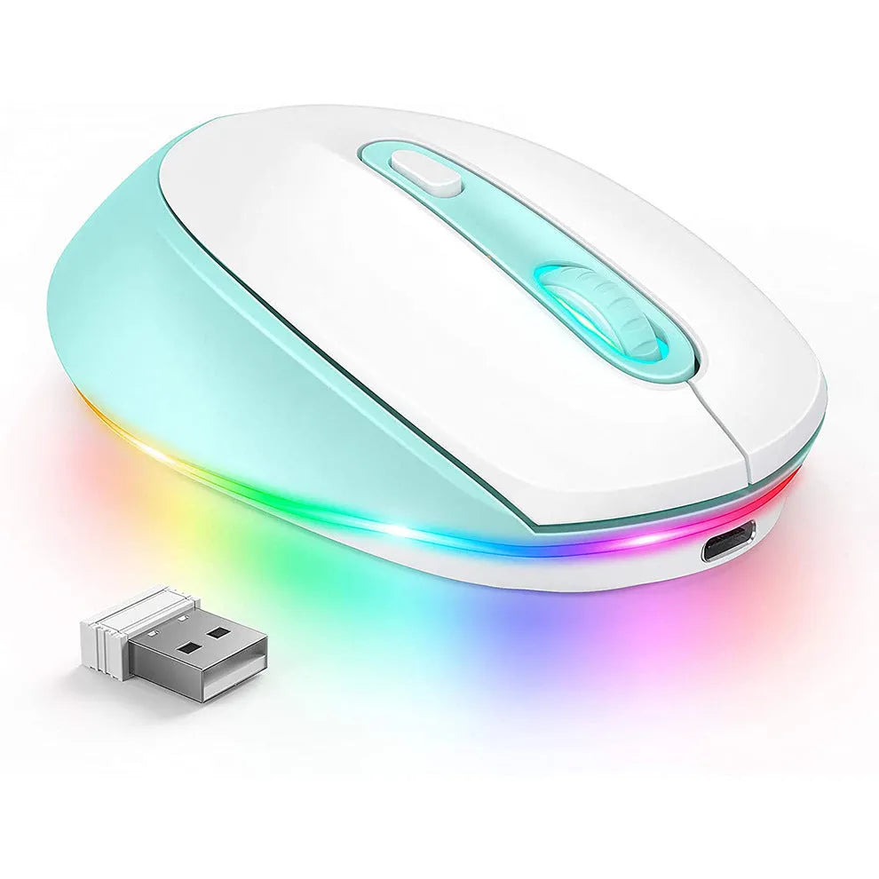 24g rechargeable wireless mouse showing ergonomic design and compact 108x64x32mm dimensions with USB connector