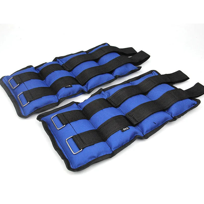 A pair of Oxford cloth legging sandbags for track and field running weight training.