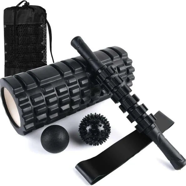 33cm black fitness foam roller massage stick with six segments