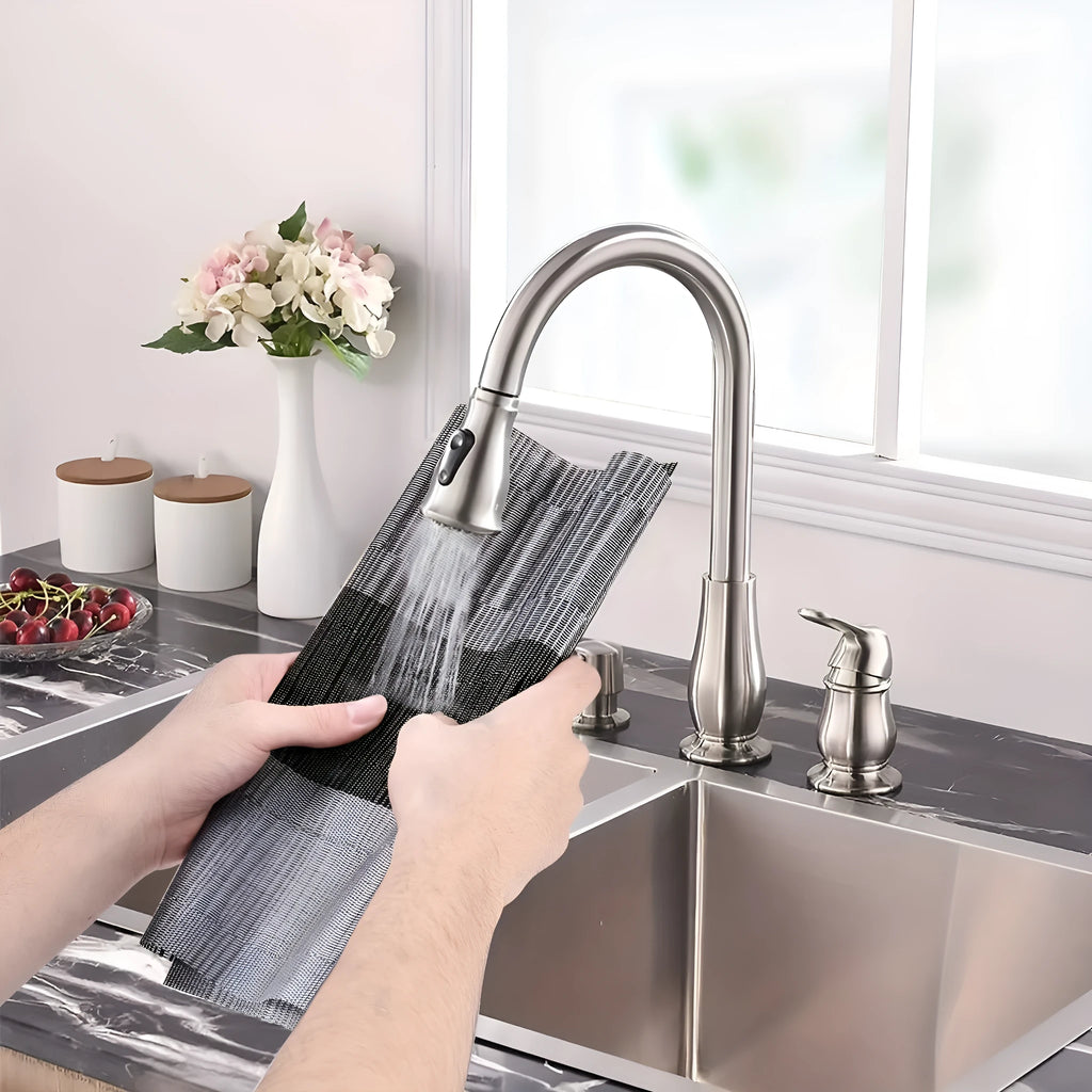 PVC non-slip place mat in Gradient Bamboo black colour on a kitchen counter
