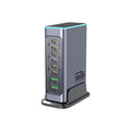 660W Gallium Nitride desktop multi-port fast charger with UK, EU, AU, and US plug heads