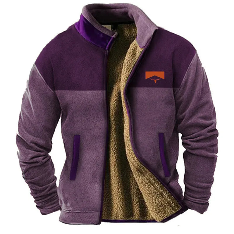Men's polyester padded coat with fleece lining in regular length with blue, green, or light brown colour options