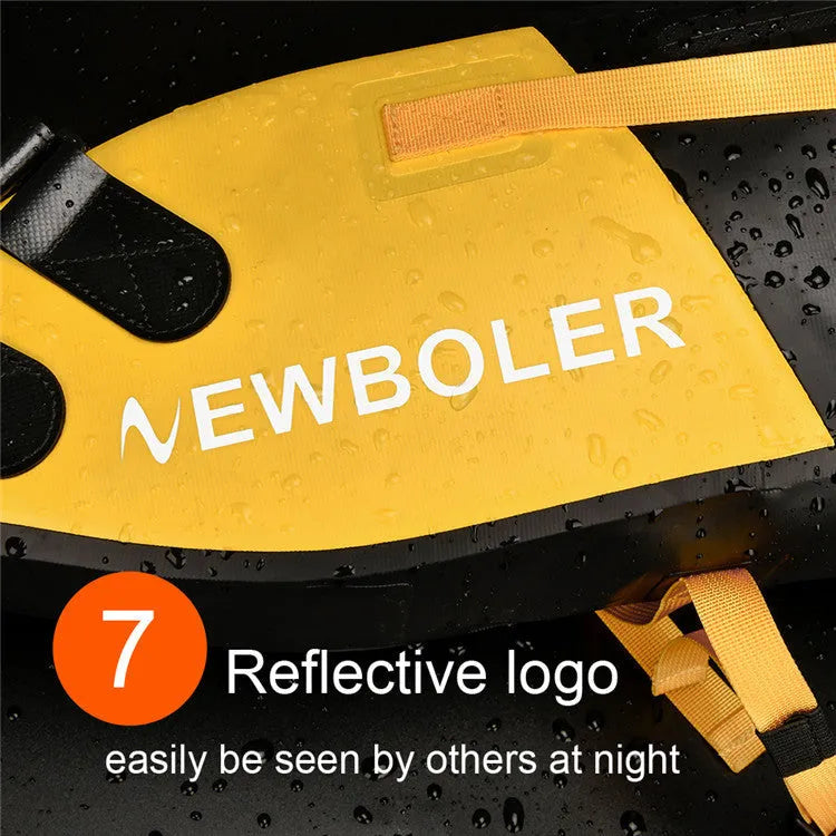 Waterproof PVC bicycle tail bag in yellow colour showing 13-litre storage capacity dimensions