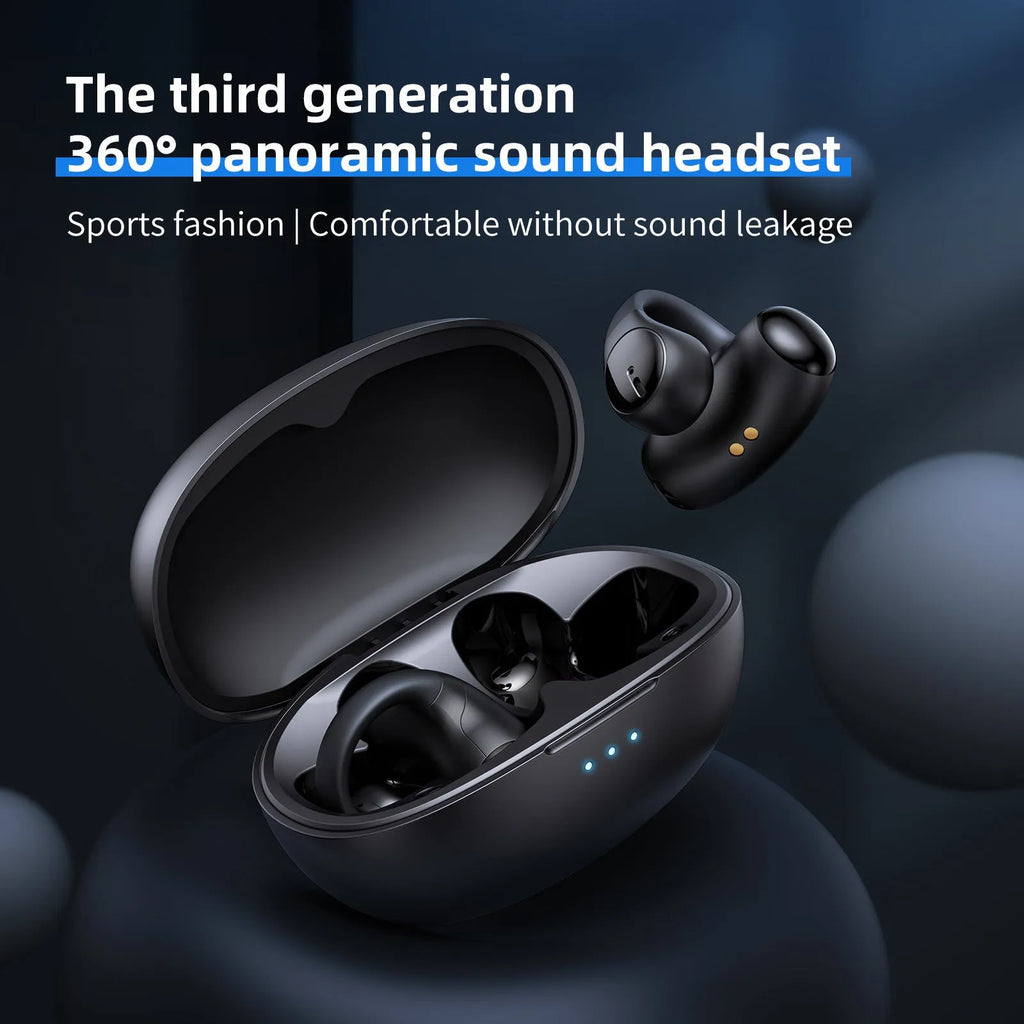 Black and white T306 Bluetooth wireless clip-on gaming and sports headset with ear hook design.
