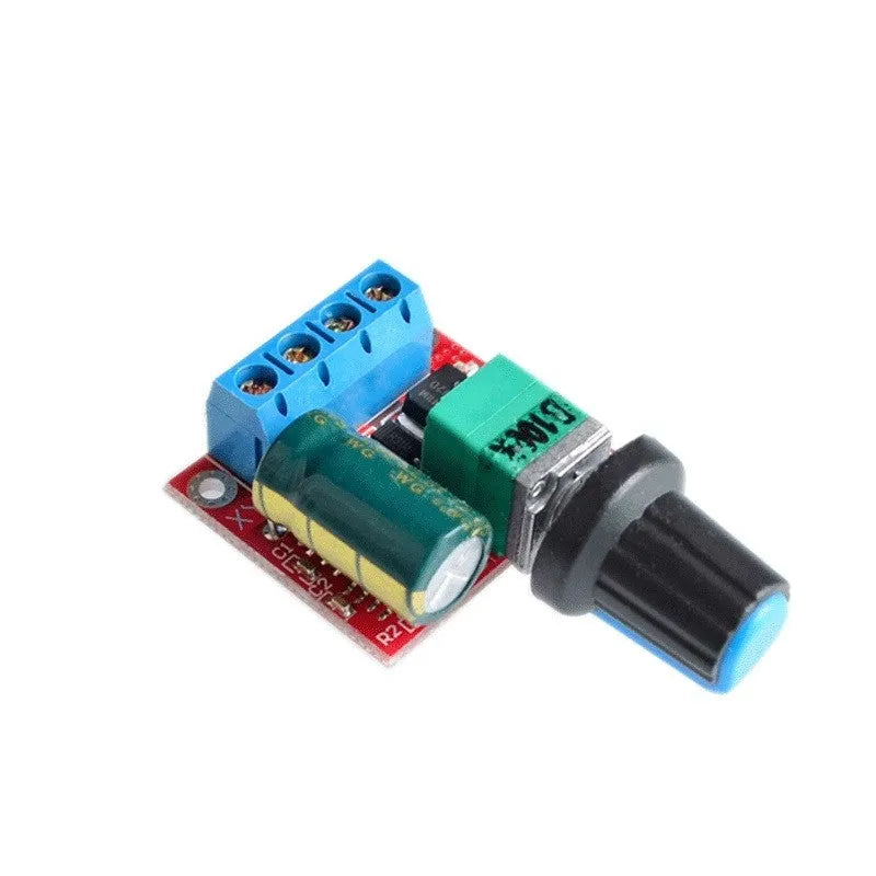 PWM DC motor speed controller with adjustment knob for 5V-35V input and 5A output