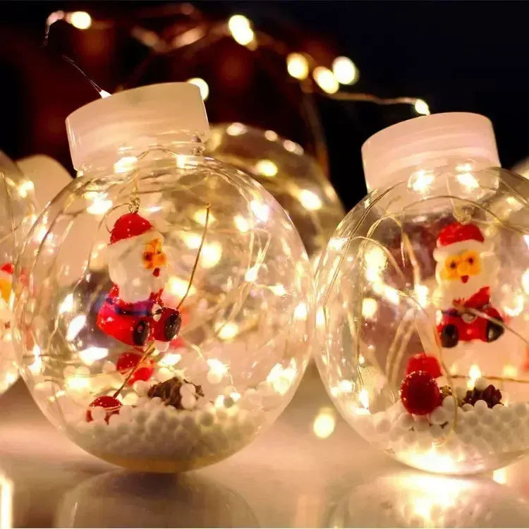 10 LED Christmas curtain lamps with fairy light wishing balls in snowman, elder and Christmas tree designs