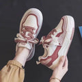 Spring women's sneaker low top shoe in pink colour with rubber sole