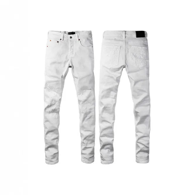 Men's black slim fit skinny jeans with a straight leg and cardigan button detail on the fly.