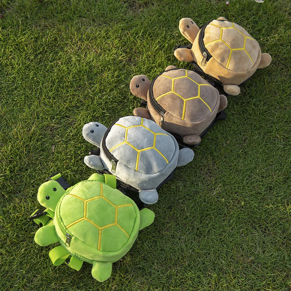 Turtle shaped dog backpack harness in velvet with metal zipper showing brown colour option