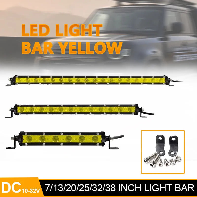 25 inch single row LED car light bar with aluminium alloy housing and mounting brackets