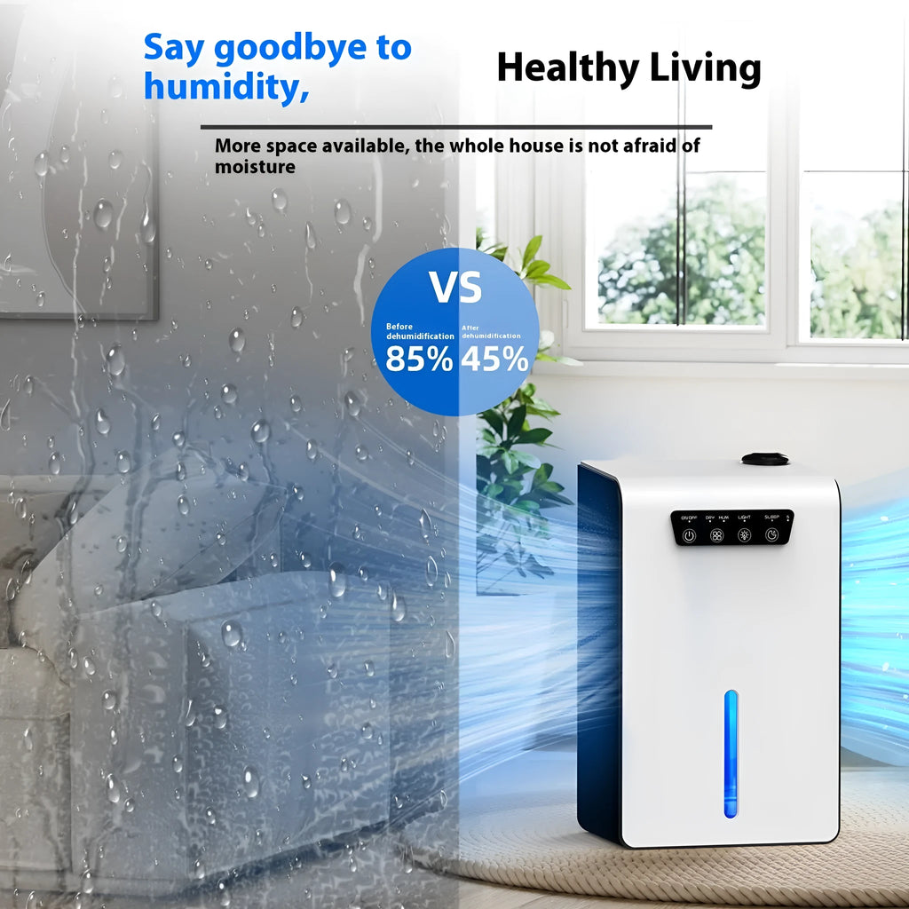 Milky white small dehumidifier for bedroom use with 2.6-4.0 litre reservoir capacity