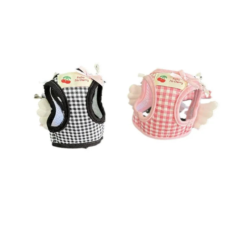 Small dog chest and back harness with hand holding rope in cotton material
