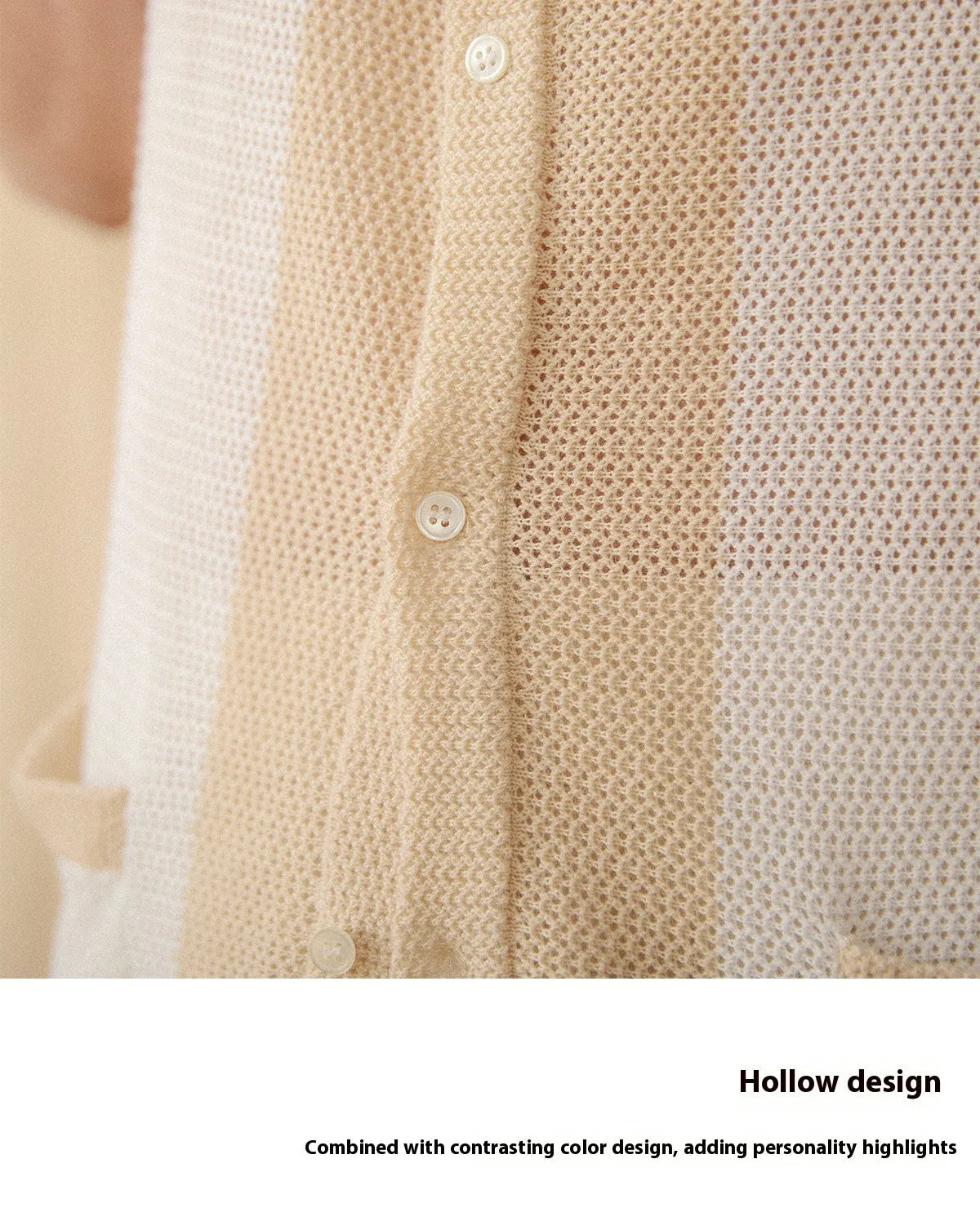 Women's beige lapel collar cardigan with short sleeves made from cotton linen blend fabric