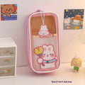 Transparent PVC pencil case with Korean cartoon pattern design for school stationery storage