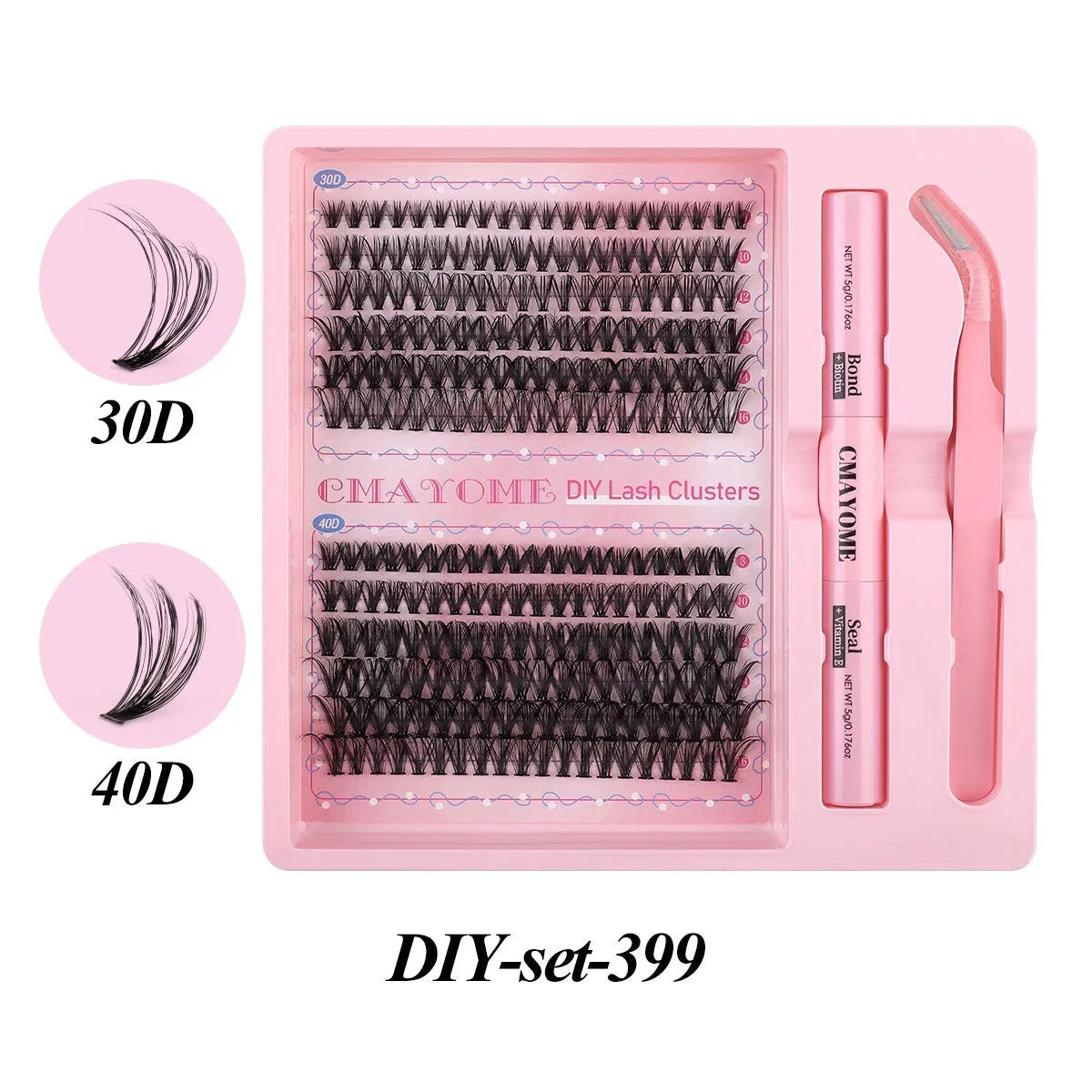 DIY single cluster false eyelashes showing individual artificial fibre clusters for custom application