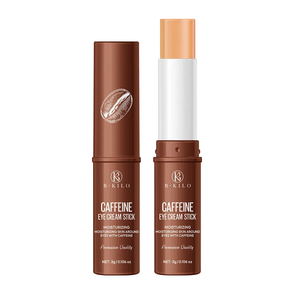 Caffeine eye cream stick in twist-up packaging, 3g net content.