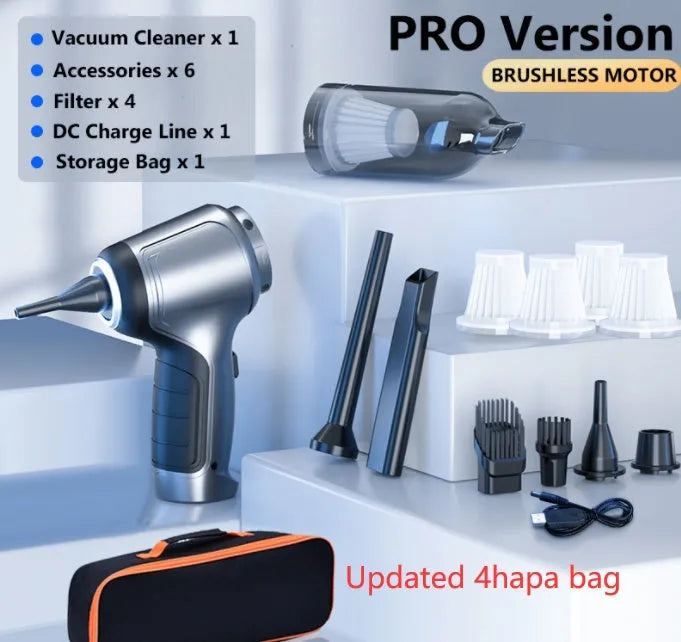 Handheld vertical vacuum cleaner with brushless motor for car and home use in EVA storage bag
