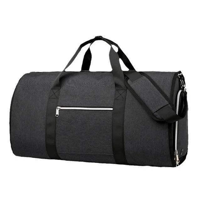 Oxford cloth sports bag in grey, black, or dark blue with dry wet separation compartments.