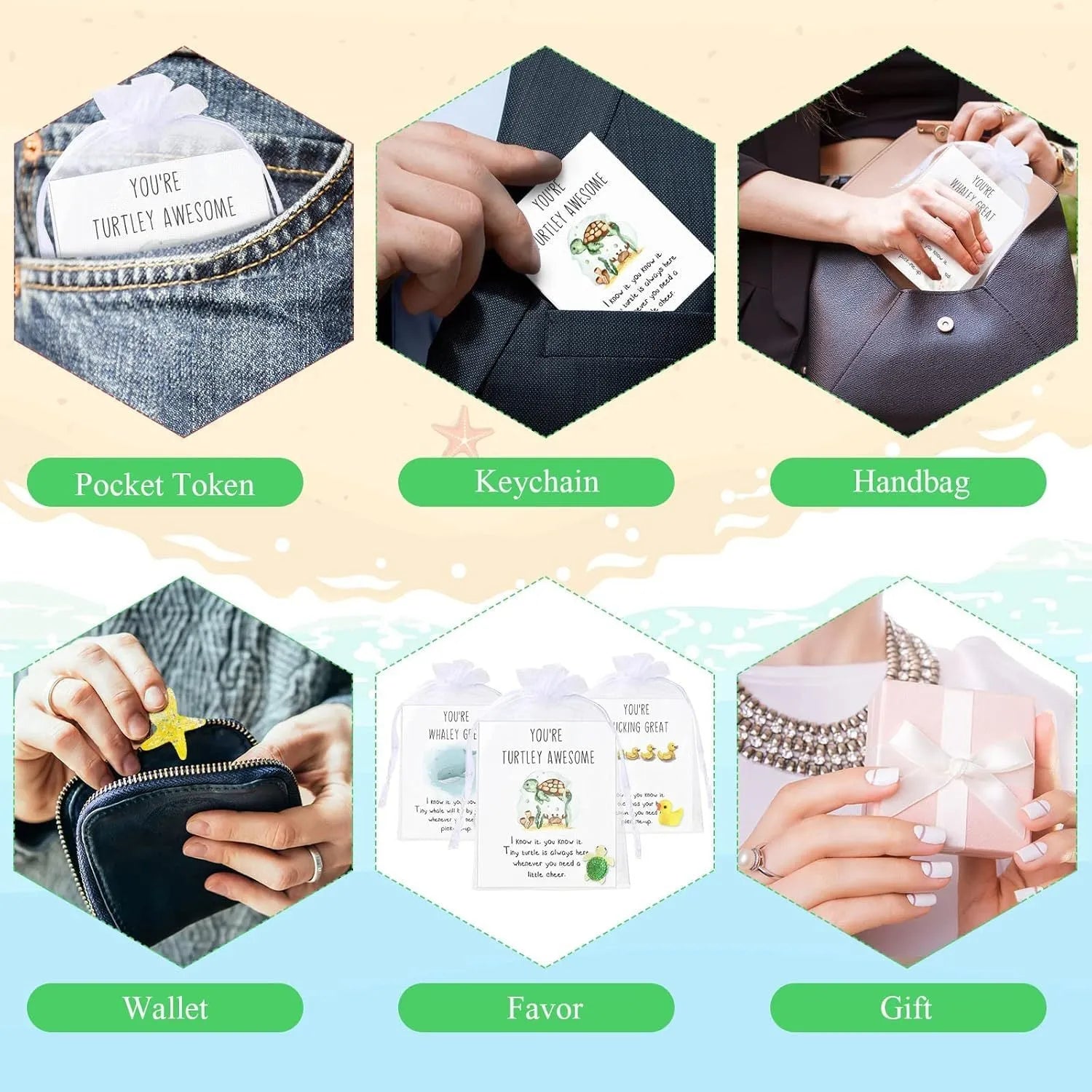 Set of solid resin pun inspirational memo cards with pen-themed designs, shown in a pack.