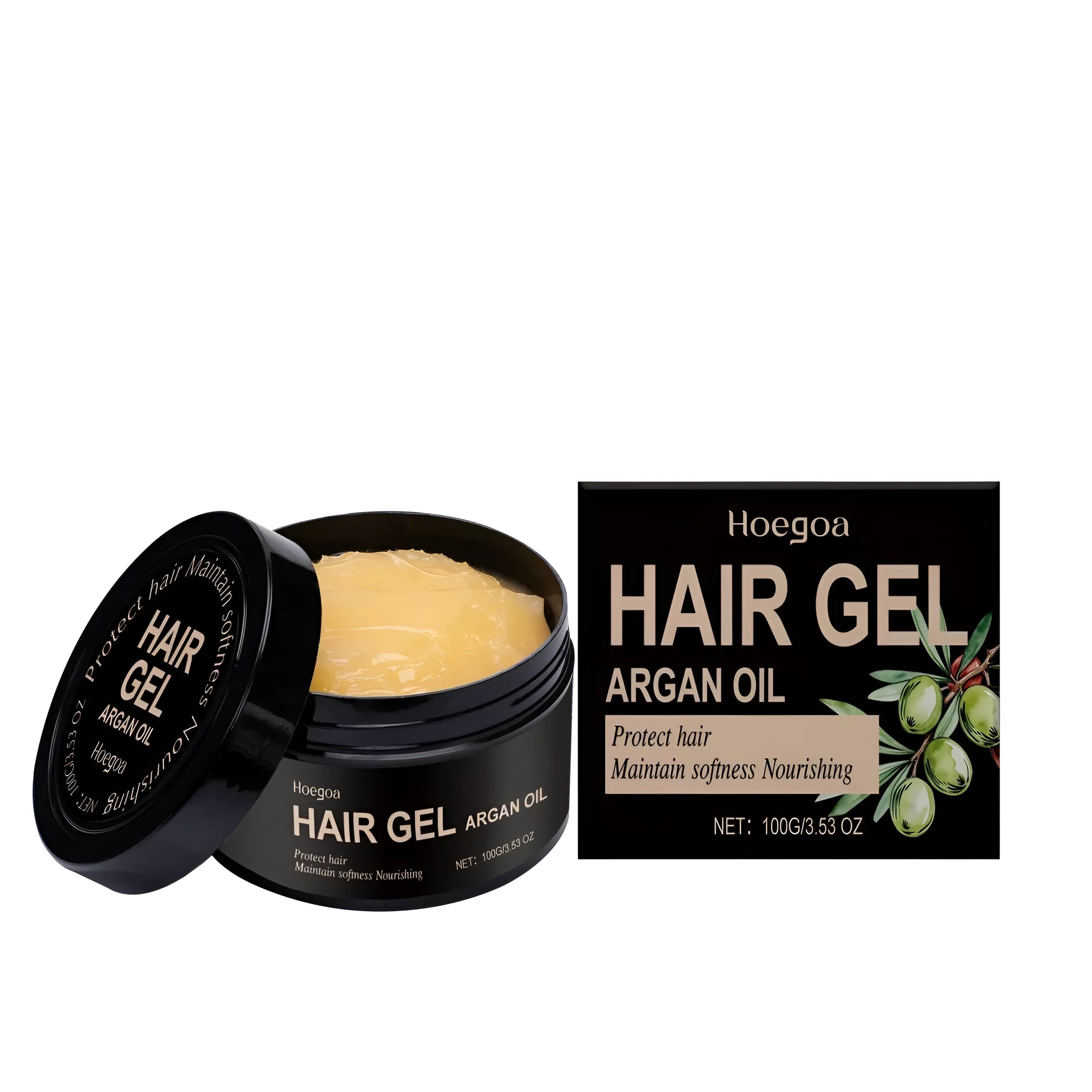 100ml bottle of Moroccan nut oil setting gel for hair