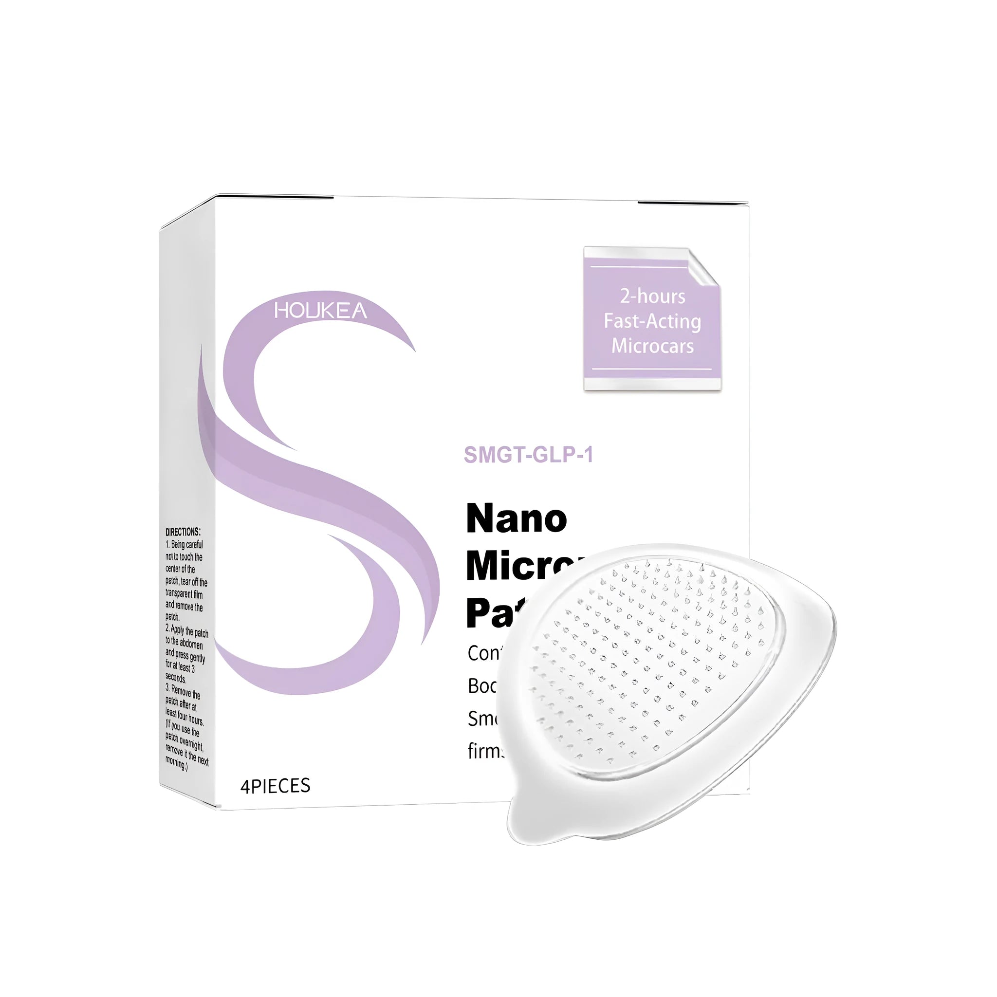 A four-pack of nano microneedle skin patches for cosmetic use with ginger and mugwort root.