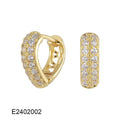 Brass gold plated clip earrings with heart shape design and zircon stone in four colour variations