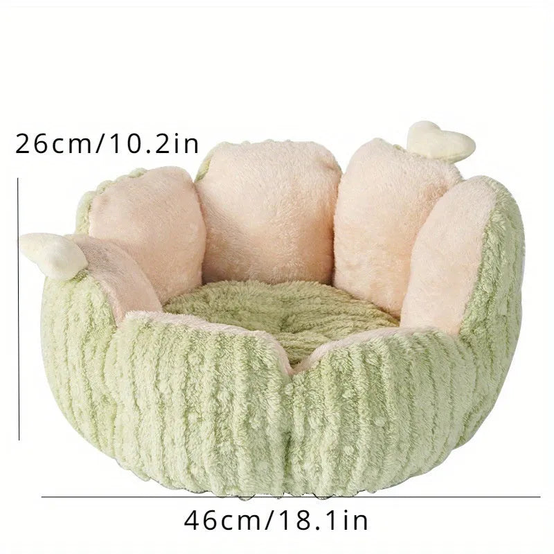 Green or purple cactus-shaped soft pet kennel for cats and dogs, shown in large and small size options.