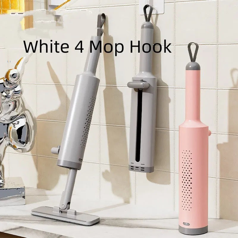 Rotatable self-squeeze mini mop with reusable microfiber pads and crevice brush for wet dry floor cleaning
