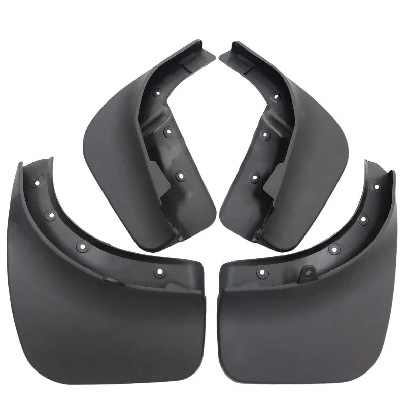Black PP soft plastic rear mudguard set for Volkswagen Touareg, four pieces with screws and packaging box