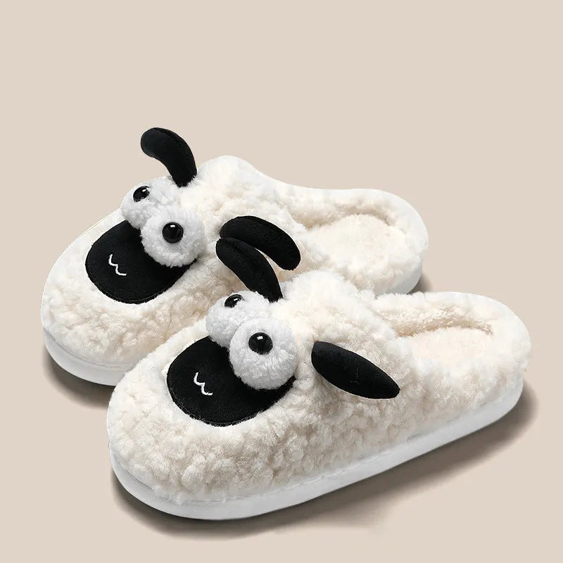 Brown thermal cotton slip-on slippers with suede upper and sewn PVC sole