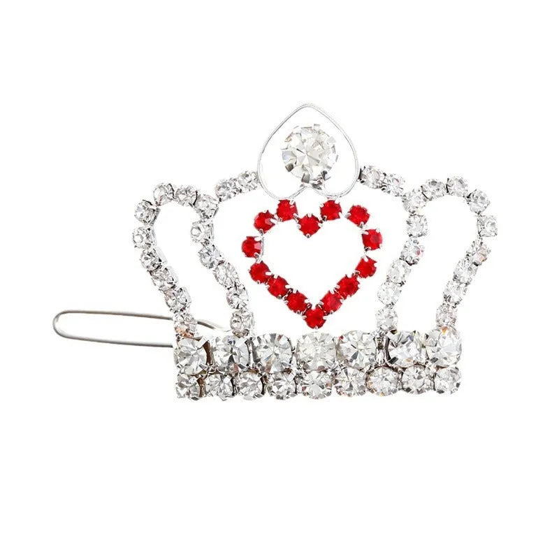 Rhinestone small crown pet hair clip in copper metal, princess style dog barrette, colour as shown