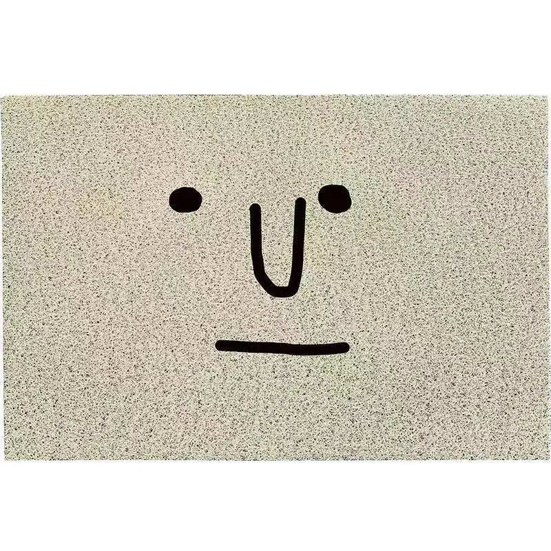 Square cartoon facial expression PVC floor mat with Mr Big Nose geometric pattern design