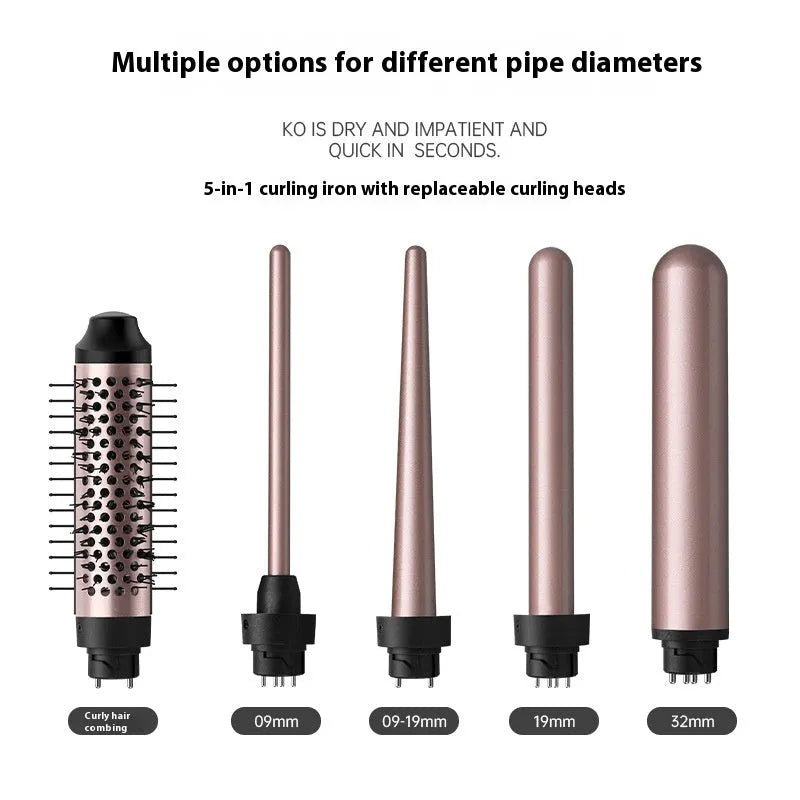 Automatic large wave hair curler in rose gold or black with ABS construction and included headbands