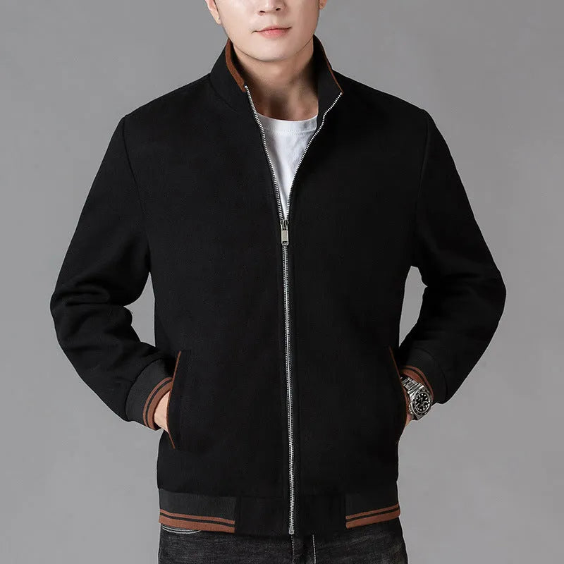Men's grey sports-style fleece jacket with long sleeves and side pockets.