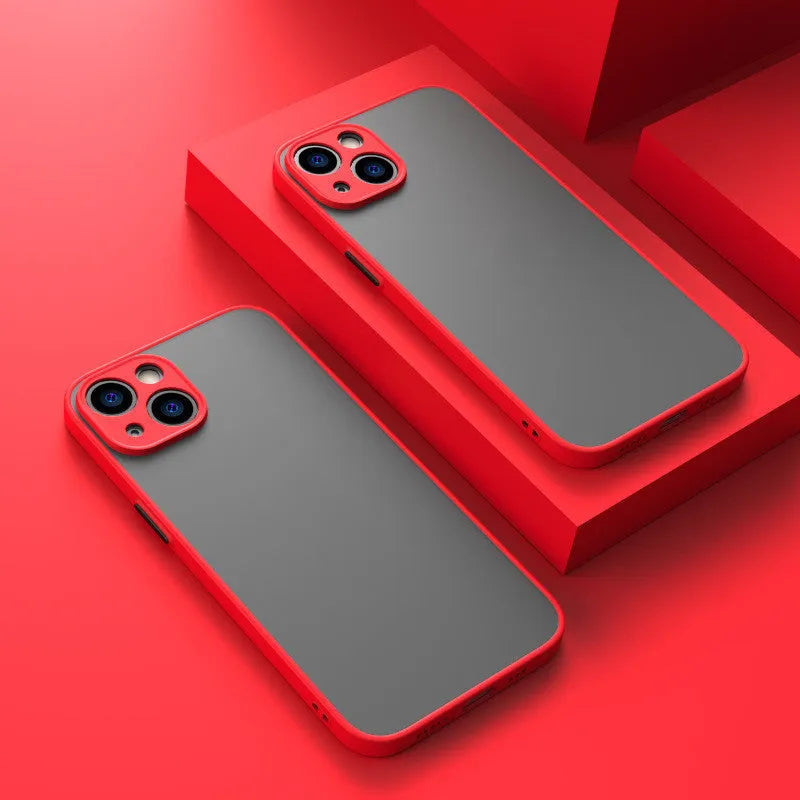Frosted hard protective iPhone case in dark night green colour, showing fine hole pattern and full camera lens coverage.