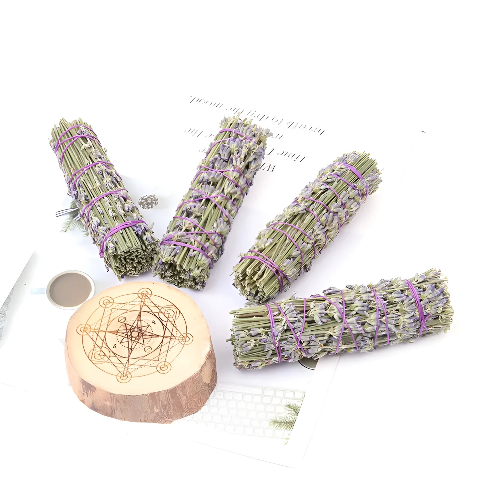 Natural dried flower lavender aromatherapy stick measuring approximately 4 inches long.
