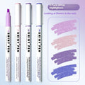 Four glitter fluorescent highlighter pens with 4mm slanted tips in pastel colours including taro and peach shades