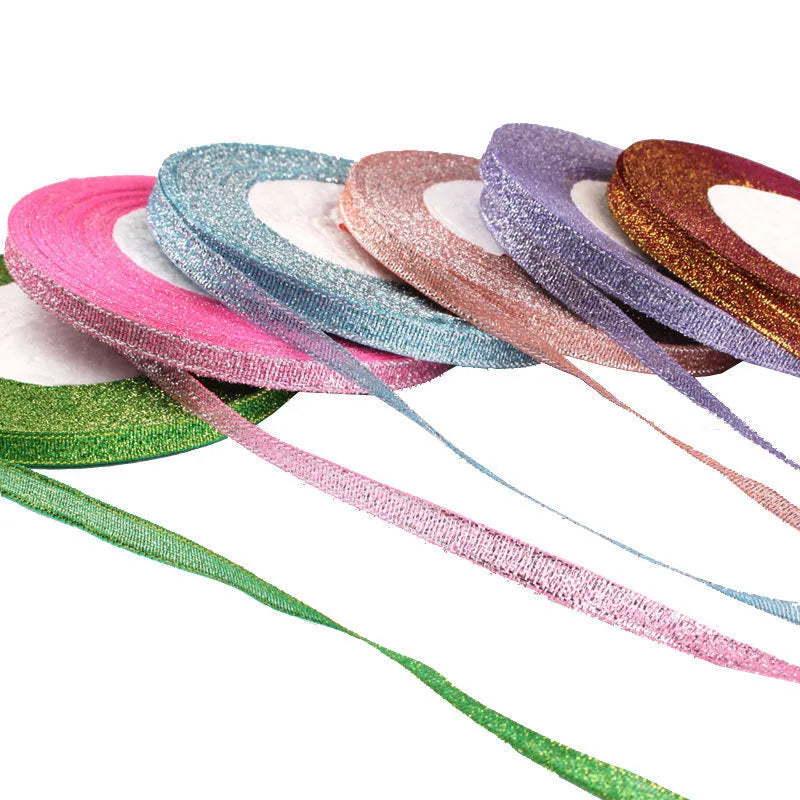 Coloured polyester gift ribbon roll in 0.6cm width with multiple colour options