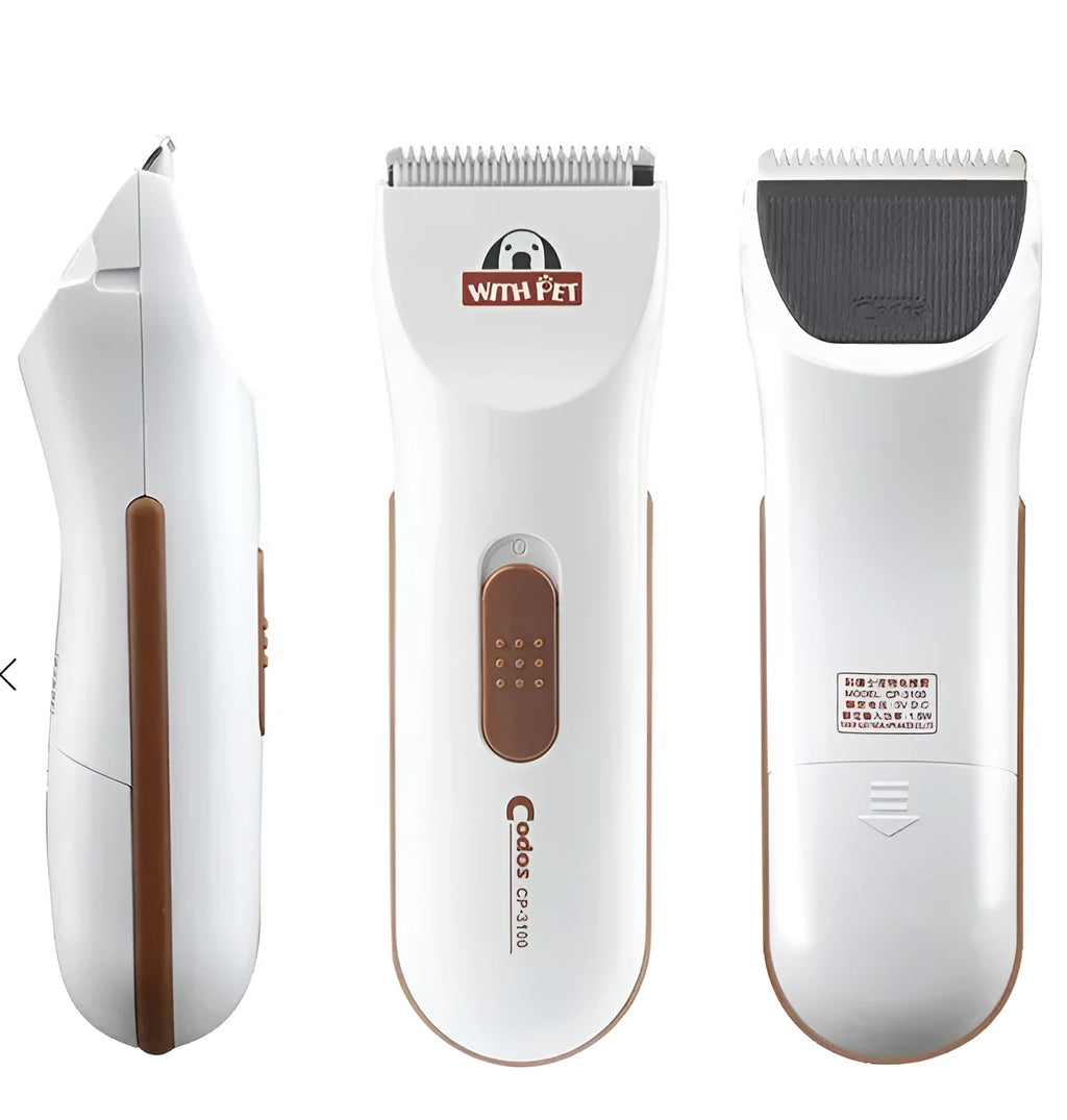 White electric pet hair clipper with ceramic blade for cat and dog grooming
